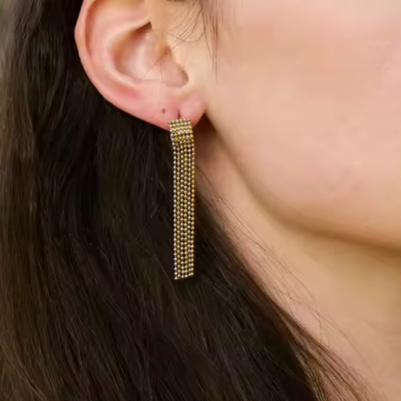 Zara unique stainless steel Gold Tassel Earrings - Picture 7 of 8